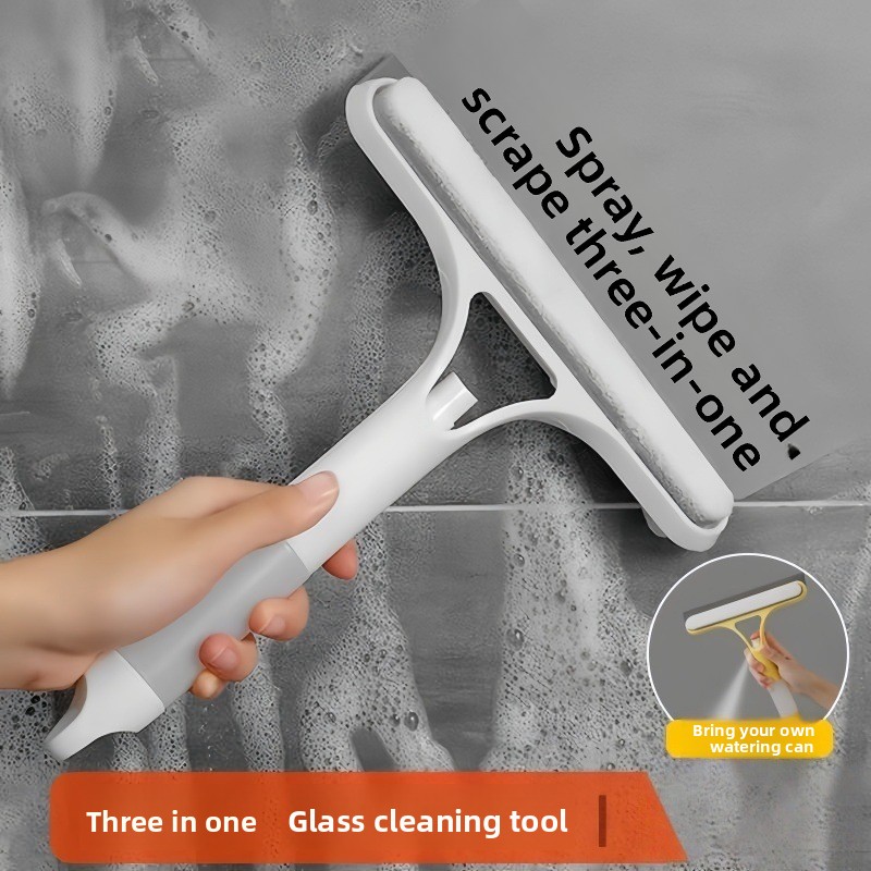 2-PCS Yellow 3-in-1 Window Squeegee with Built-in Spray Bottle and TPR Scraper for Glass and Car Windshields Professional Multi-Purpose Local Cleaning Solution - Image 3