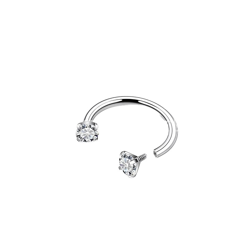 2-PCS White G23 Titanium Horseshoe Ring with 5A Zircon Internal Thread for Nose Ear Lip Septum Piercing Hypoallergenic Jewelry for Local Trendsetters - Image 1