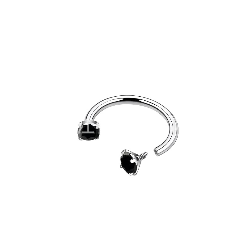 2-PCS Black G23 Titanium Horseshoe Ring with 5A Zircon Internal Thread for Nose Ear Lip Septum Piercing Hypoallergenic Jewelry for Local Trendsetters - Image 1