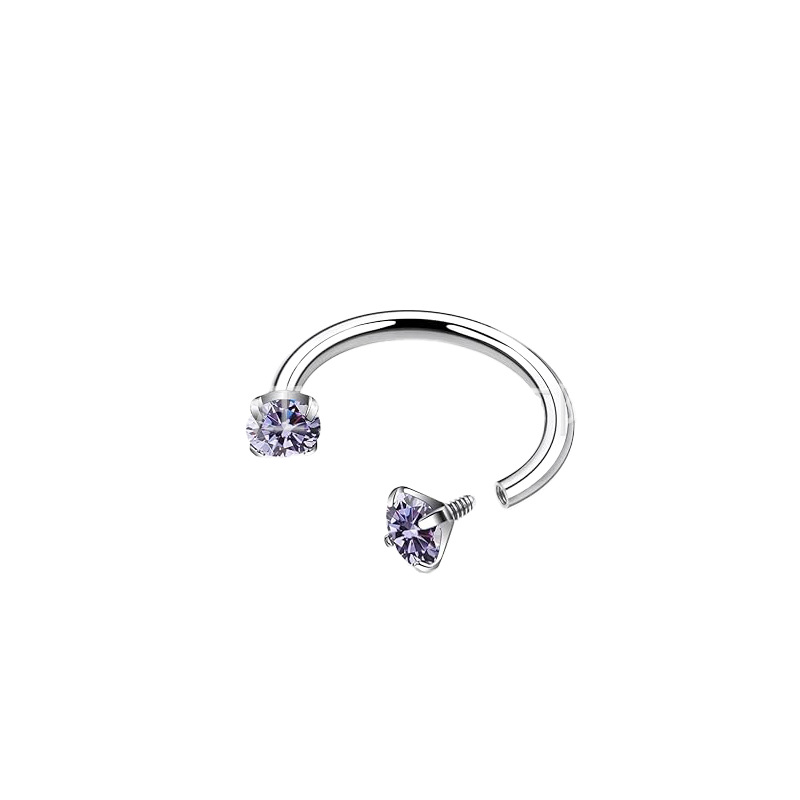 2-PCS Gradient Blue G23 Titanium Horseshoe Ring with 5A Zircon Internal Thread for Nose Ear Lip Septum Piercing Hypoallergenic Jewelry for Local Trendsetters - Image 1