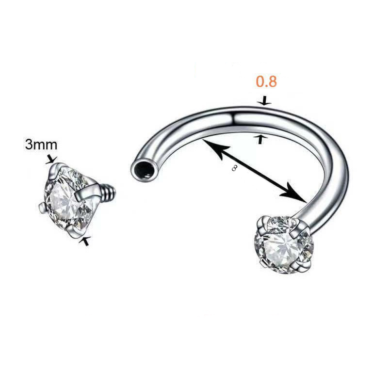 2-PCS Purple orchid G23 Titanium Horseshoe Ring with 5A Zircon Internal Thread for Nose Ear Lip Septum Piercing Hypoallergenic Jewelry for Local Trendsetters - Image 2