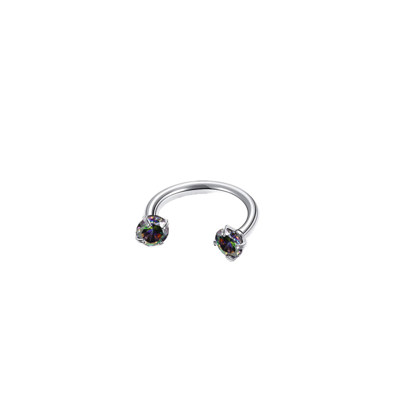 2-PCS Colour G23 Titanium Horseshoe Ring with 5A Zircon Internal Thread for Nose Ear Lip Septum Piercing Hypoallergenic Jewelry for Local Trendsetters - Image 1