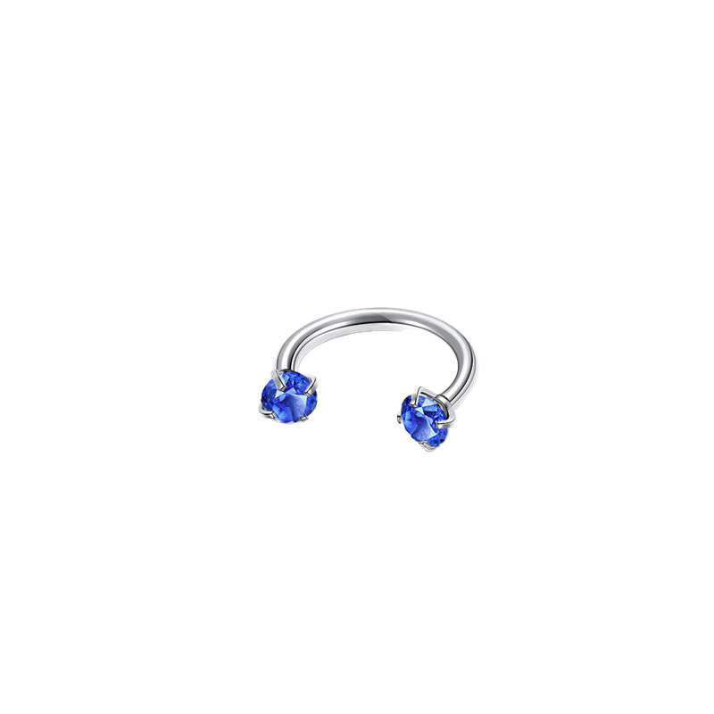 2-PCS Blue-violet G23 Titanium Horseshoe Ring with 5A Zircon Internal Thread for Nose Ear Lip Septum Piercing Hypoallergenic Jewelry for Local Trendsetters - Image 1