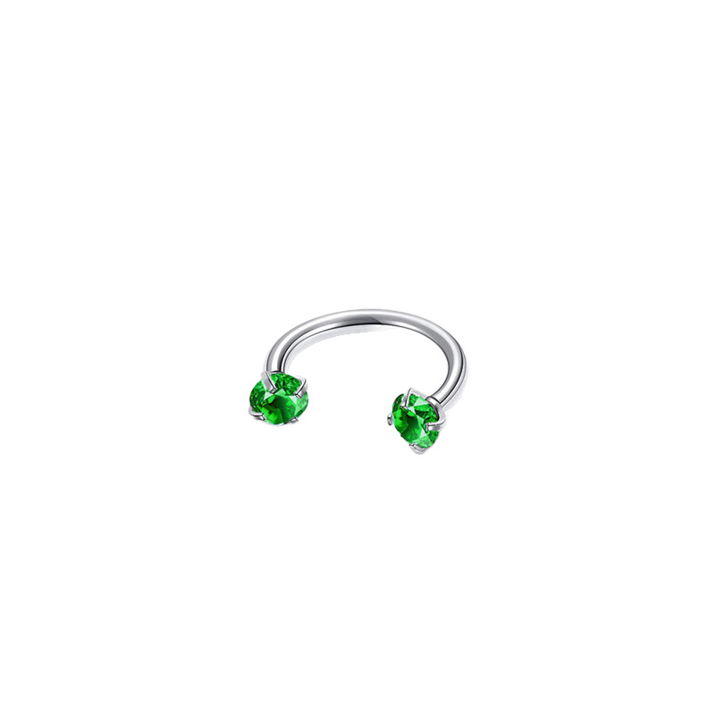 2-PCS Emerald G23 Titanium Horseshoe Ring with 5A Zircon Internal Thread for Nose Ear Lip Septum Piercing Hypoallergenic Jewelry for Local Trendsetters - Image 1