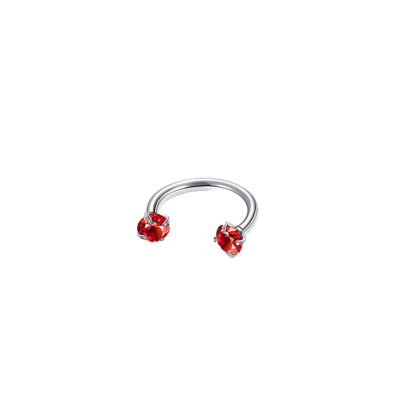 2-PCS Pomegranate red G23 Titanium Horseshoe Ring with 5A Zircon Internal Thread for Nose Ear Lip Septum Piercing Hypoallergenic Jewelry for Local Trendsetters - Image 1