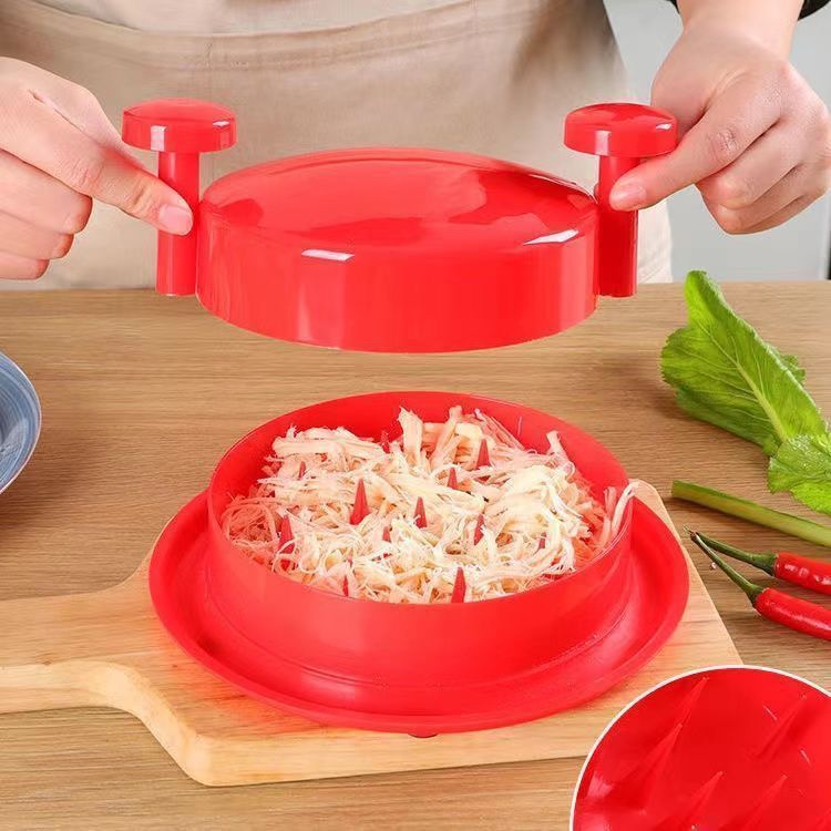 Red Manual Meat Shredder with Spiked Interior for Quick Chicken Separation Professional Rotating Tool for Local Home Kitchens Effortless Meal Prep Solution - Image 1