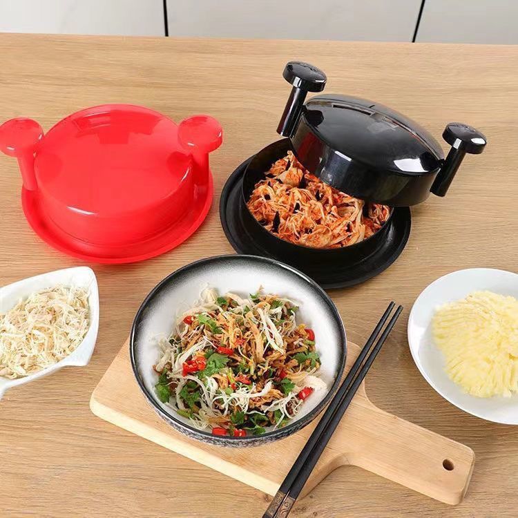 Red Manual Meat Shredder with Spiked Interior for Quick Chicken Separation Professional Rotating Tool for Local Home Kitchens Effortless Meal Prep Solution - Image 2