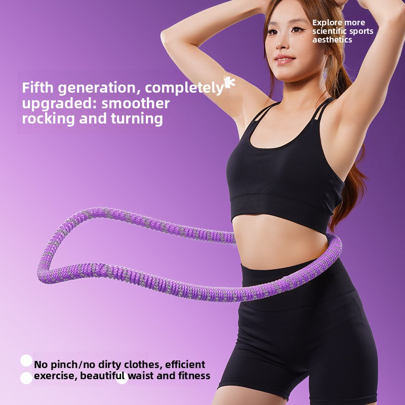 Purple Weighted Soft Spring Hula Hoop with Silent Alloy Interior and Polyester Wrap for Home Gym Full Body Fitness and Abdominal Training Solution - Image 1
