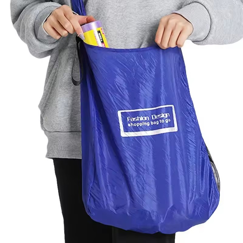 2-PCS Blue Compact Retractable Shopping Bag with Durable Nylon and ABS Plastic Disc Design for Everyday Use Local Standard Fit - Image 2