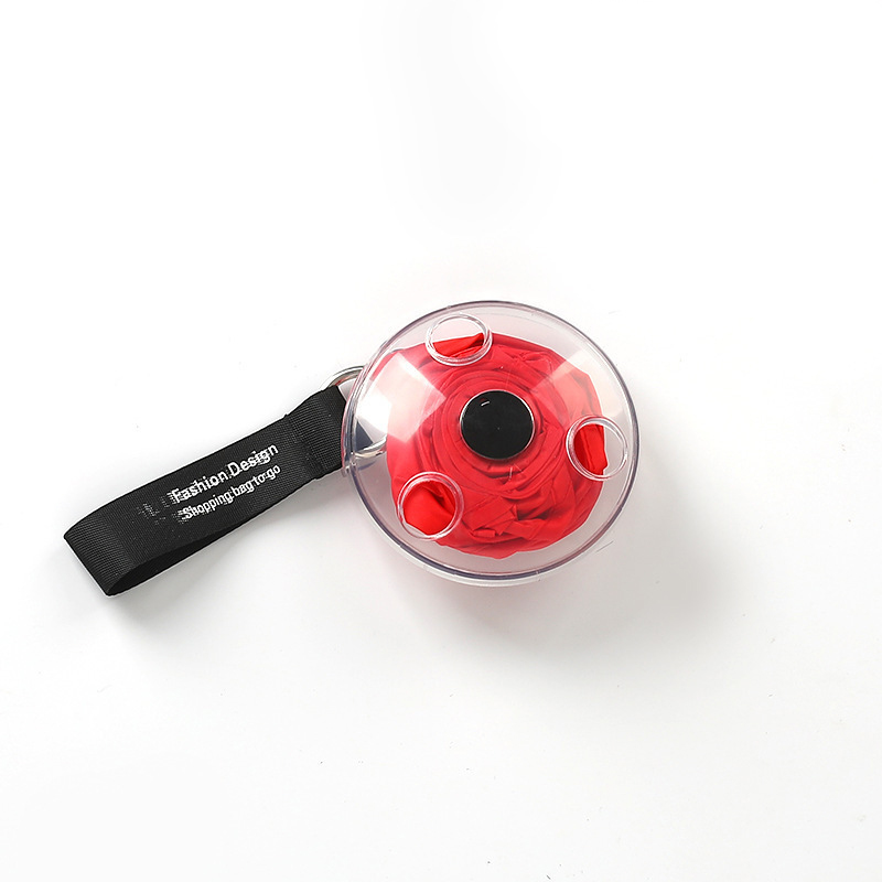 2-PCS Red Compact Retractable Shopping Bag with Durable Nylon and ABS Plastic Disc Design for Everyday Use Local Standard Fit - Image 1