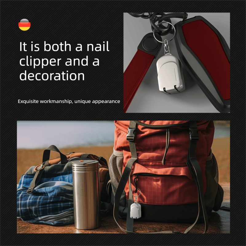 Small backpack style gun black Compact Folding Nail Clippers with Stainless Steel Blade and Keychain Design for Daily Use Local Standard Fit - Image 4