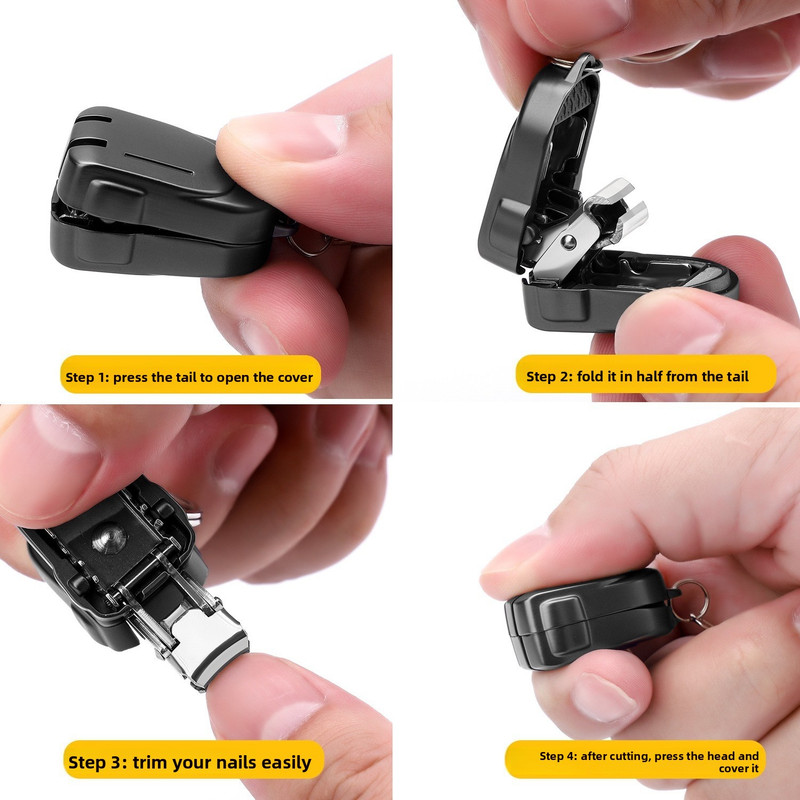 Mini Cat Design Gold Compact Folding Nail Clippers with Stainless Steel Blade and Keychain Design for Daily Use Local Standard Fit - Image 3