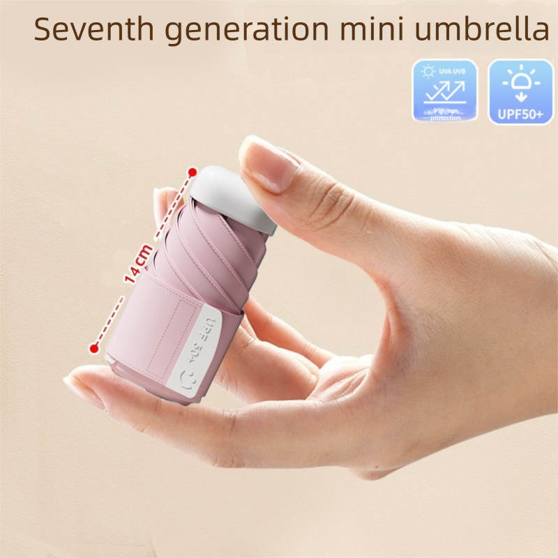 Pink Compact Mini Umbrella with UPF50+ UV Protection and Lightweight Design for Daily Use in Urban and Outdoor Settings Local Standard Fit - Image 1