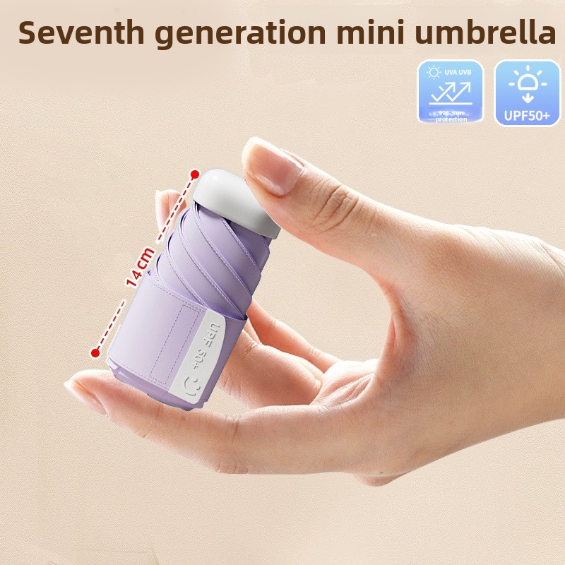 Purple Compact Mini Umbrella with UPF50+ UV Protection and Lightweight Design for Daily Use in Urban and Outdoor Settings Local Standard Fit - Image 1
