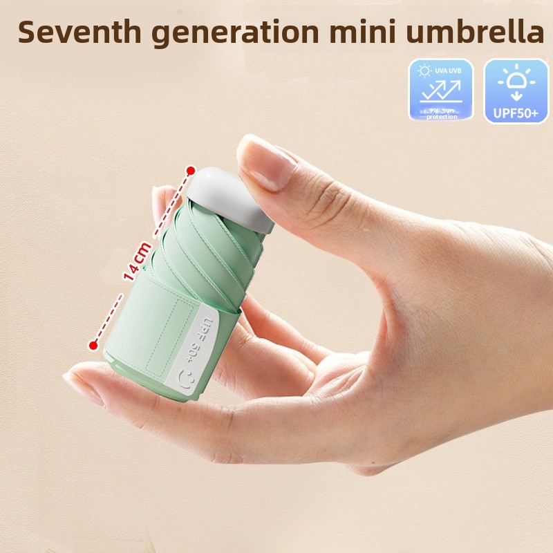 Green Compact Mini Umbrella with UPF50+ UV Protection and Lightweight Design for Daily Use in Urban and Outdoor Settings Local Standard Fit - Image 1