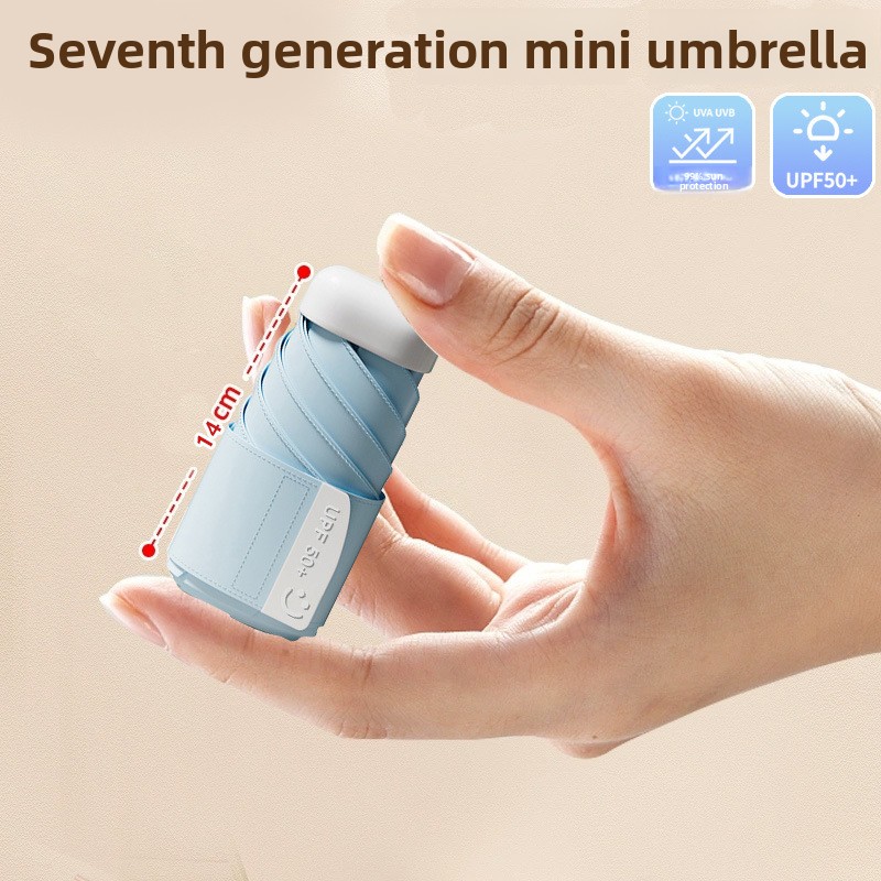 Blue Compact Mini Umbrella with UPF50+ UV Protection and Lightweight Design for Daily Use in Urban and Outdoor Settings Local Standard Fit - Image 1