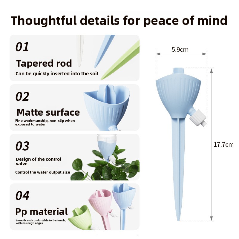 5-PCS Green Automatic Plant Watering Spikes with Adjustable Flow Control Universal Fit 5 Pack for Indoor and Outdoor Potted Plants Reliable Gardening Solution for Local Homes - Image 4