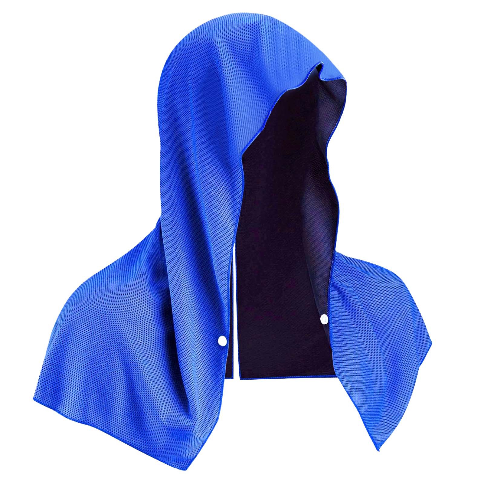 Navy blue Instant Cooling Hooded Towel U-Shaped Sun Protection Quick Dry Scarf with Carabiner Pouch for Local Outdoor Sports and Gym Workouts - Image 1
