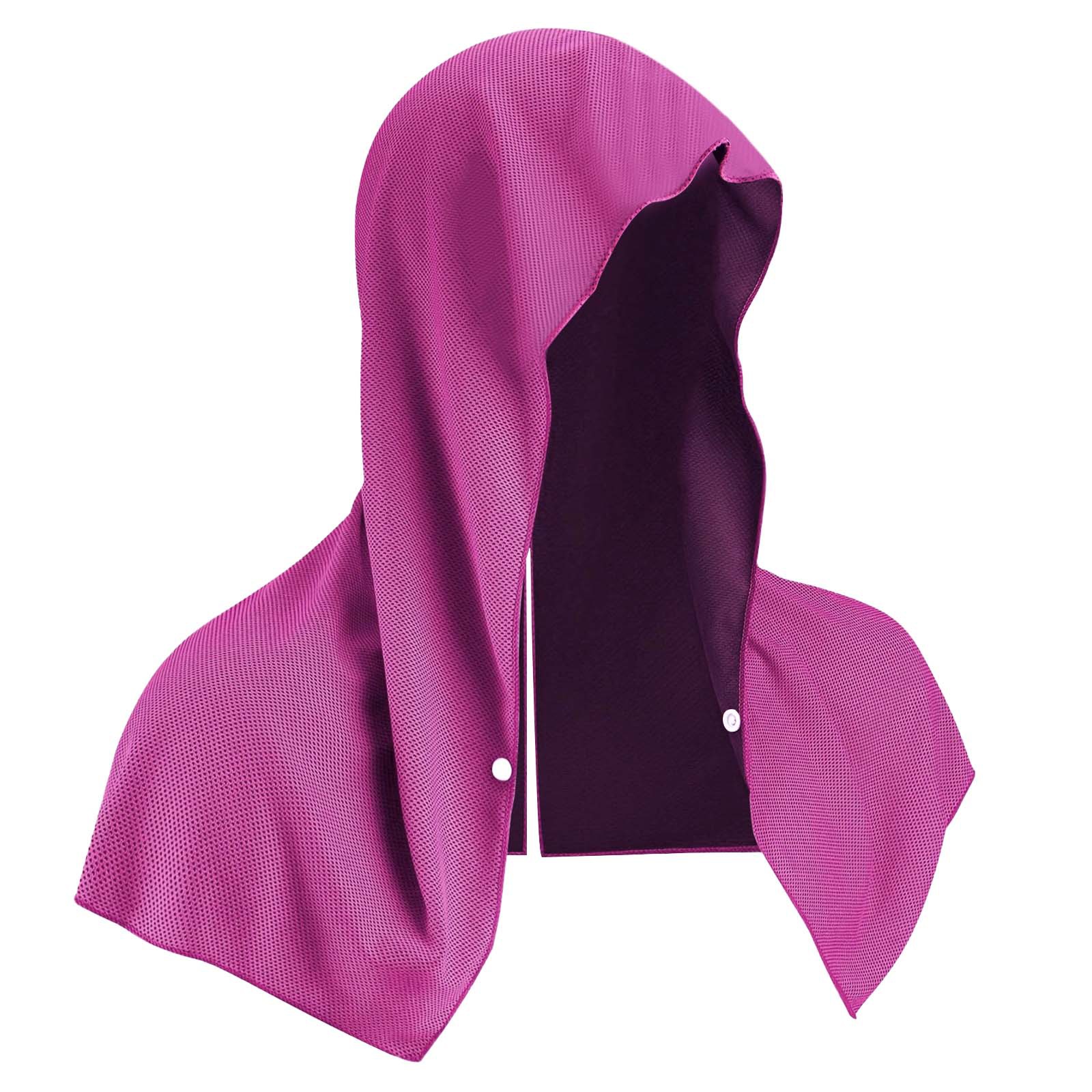Rose red Instant Cooling Hooded Towel U-Shaped Sun Protection Quick Dry Scarf with Carabiner Pouch for Local Outdoor Sports and Gym Workouts - Image 1