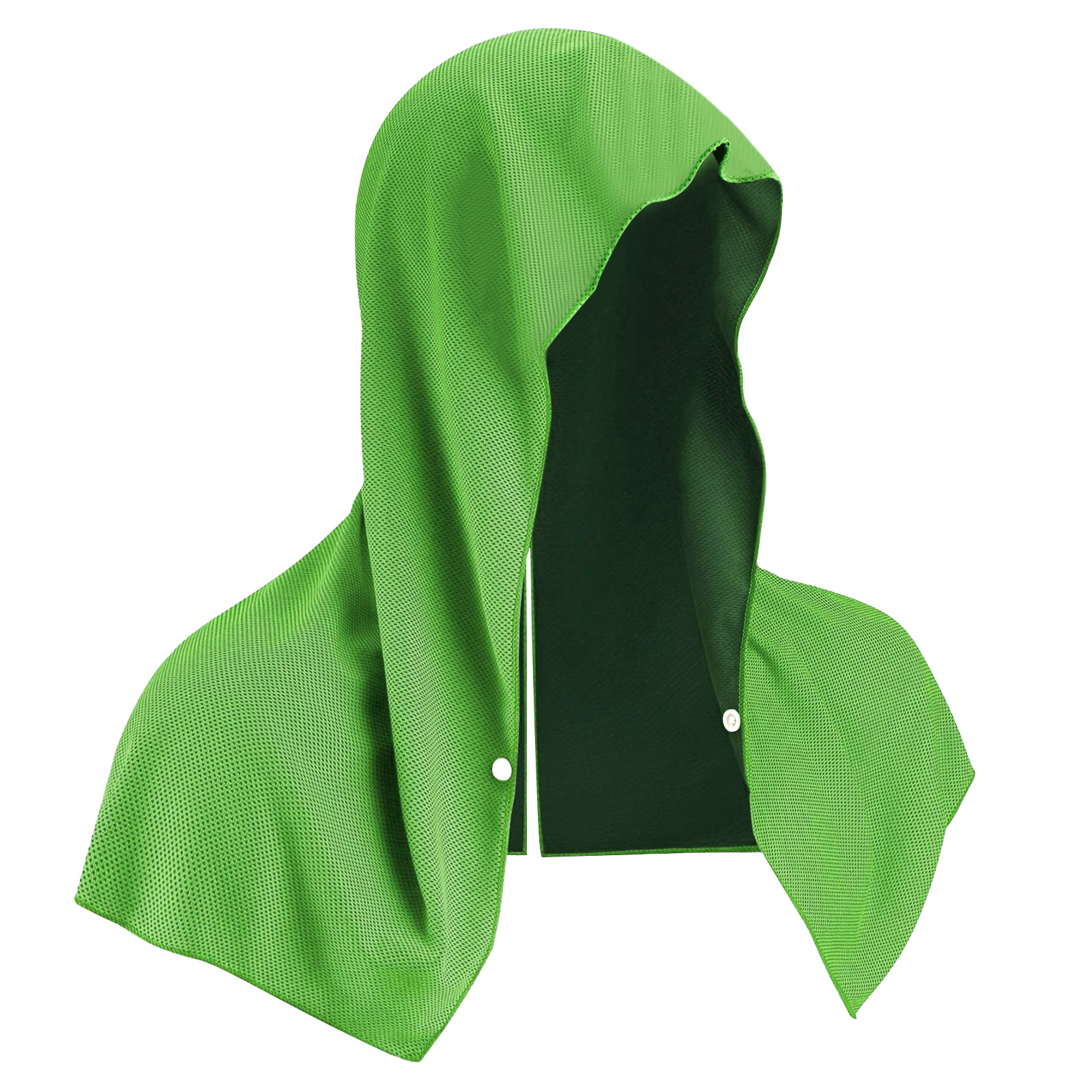 Green Instant Cooling Hooded Towel U-Shaped Sun Protection Quick Dry Scarf with Carabiner Pouch for Local Outdoor Sports and Gym Workouts - Image 1