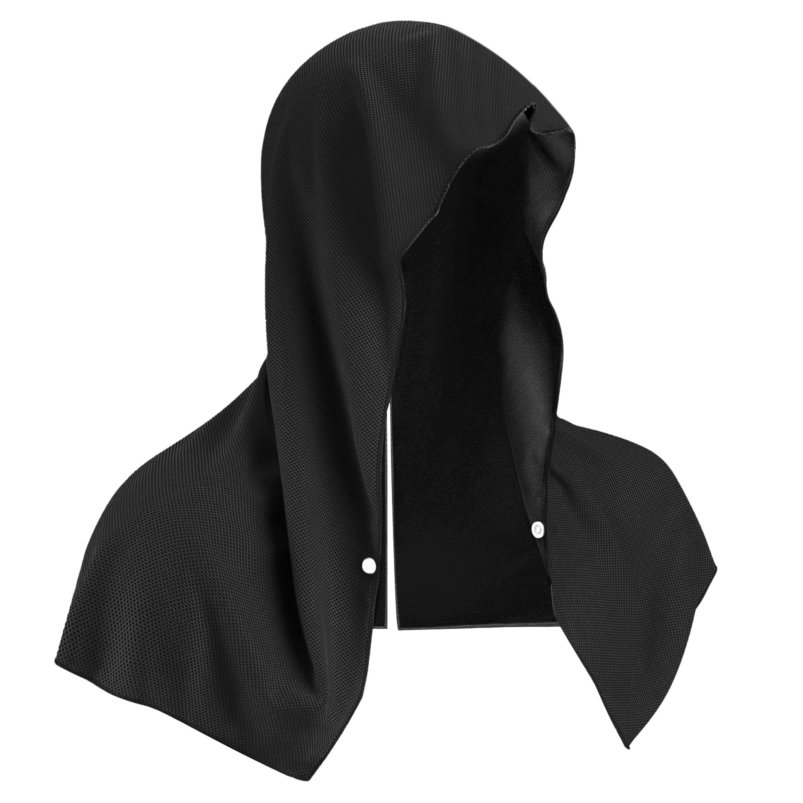 Black Instant Cooling Hooded Towel U-Shaped Sun Protection Quick Dry Scarf with Carabiner Pouch for Local Outdoor Sports and Gym Workouts - Image 1