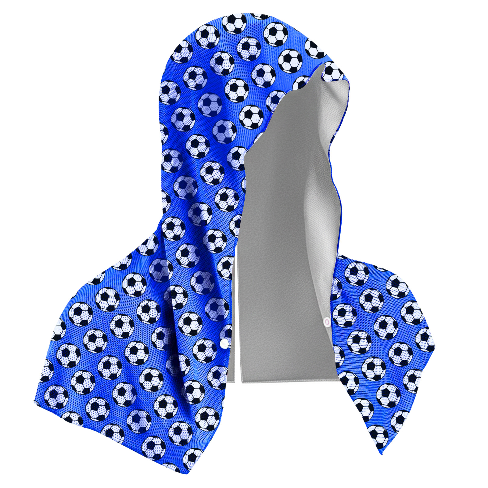 Deep Blue Football Instant Cooling Hooded Towel U-Shaped Sun Protection Quick Dry Scarf with Carabiner Pouch for Local Outdoor Sports and Gym Workouts - Image 1