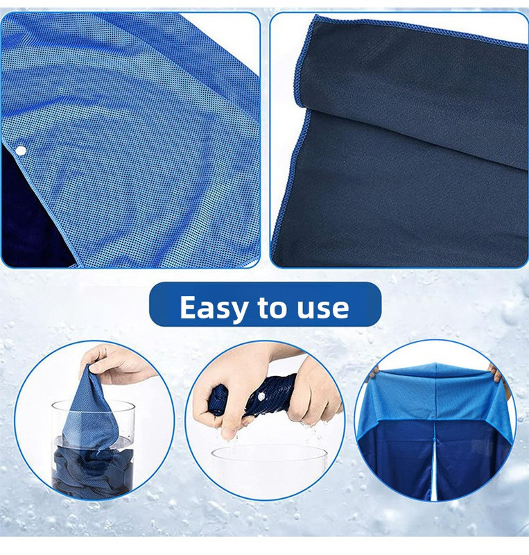 Rose red football Instant Cooling Hooded Towel U-Shaped Sun Protection Quick Dry Scarf with Carabiner Pouch for Local Outdoor Sports and Gym Workouts - Image 4
