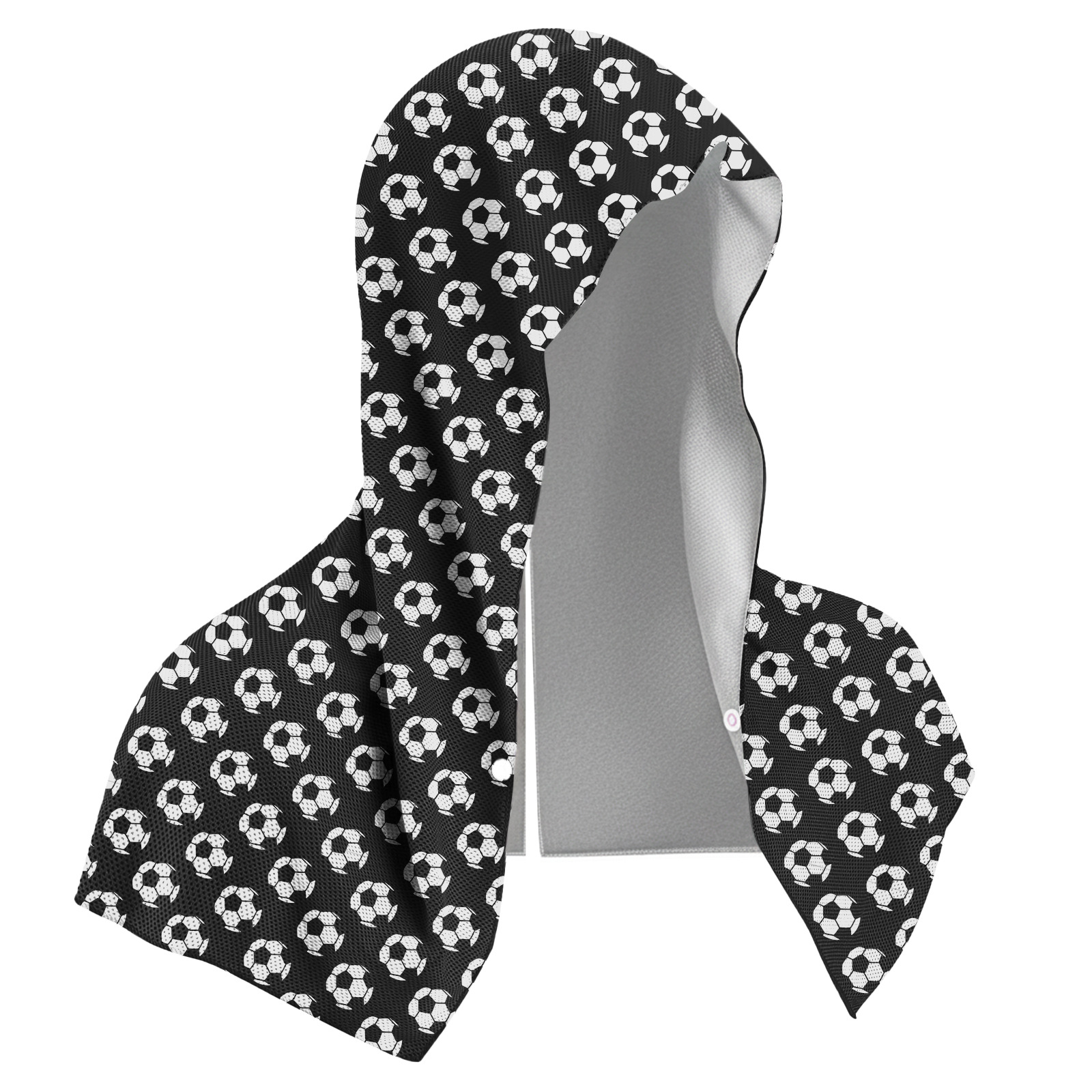 Black football Instant Cooling Hooded Towel U-Shaped Sun Protection Quick Dry Scarf with Carabiner Pouch for Local Outdoor Sports and Gym Workouts - Image 1
