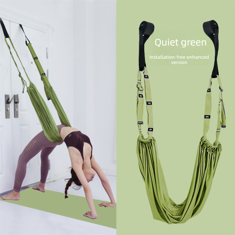 Green Aerial Yoga Door Hanging Strap for Home Workouts Adjustable Stretch Band for Backbend Inversion and Flexibility Premium Standard Fit for Local Enthusiasts - Image 1
