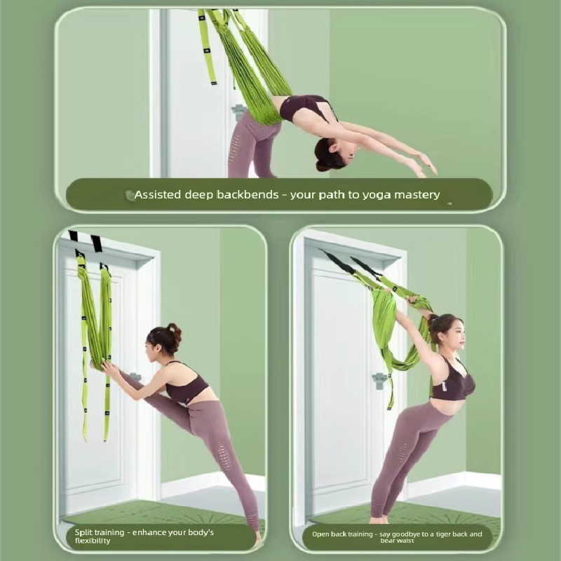 Green Aerial Yoga Door Hanging Strap for Home Workouts Adjustable Stretch Band for Backbend Inversion and Flexibility Premium Standard Fit for Local Enthusiasts - Image 3