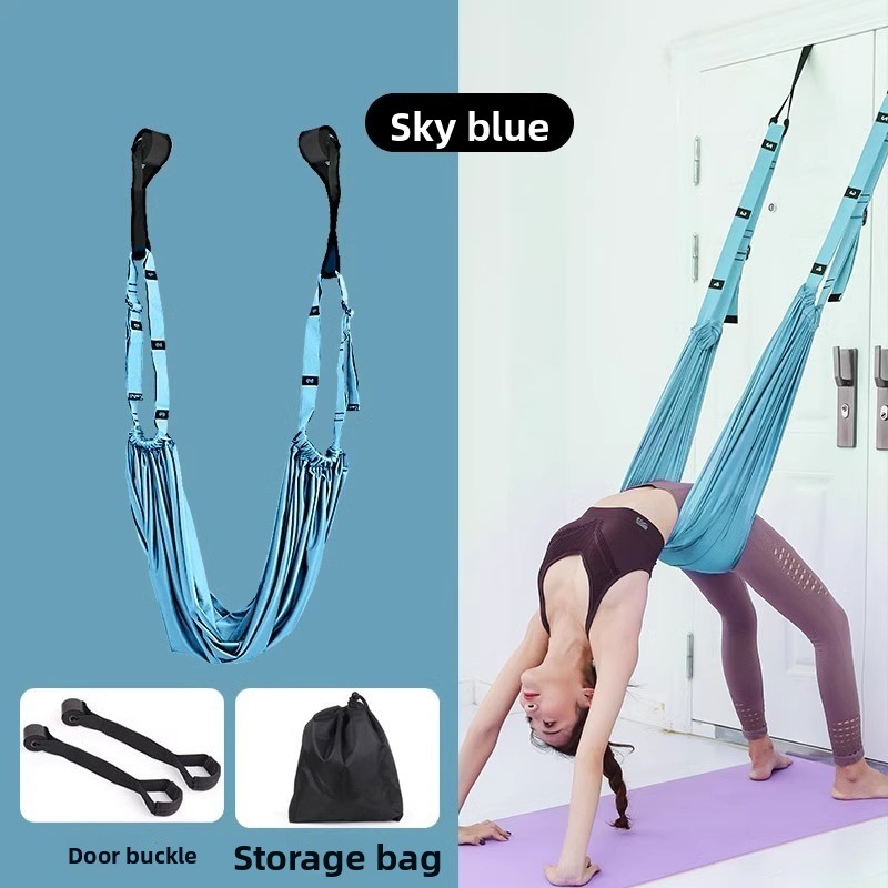 Blue Aerial Yoga Door Hanging Strap for Home Workouts Adjustable Stretch Band for Backbend Inversion and Flexibility Premium Standard Fit for Local Enthusiasts - Image 1