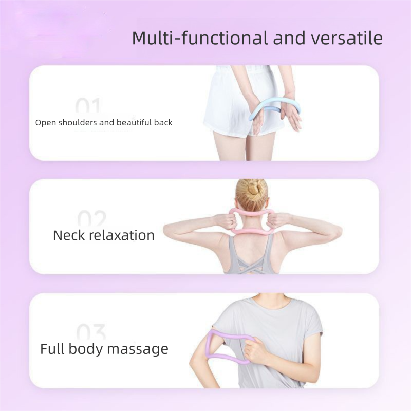 2-PCS Pink Multifunctional Yoga Ring Pilates Circle with Soft TPE Double Arc Design for Calf Relaxation and Posture Correction Ideal for Local Home Gym Fitness - Image 3