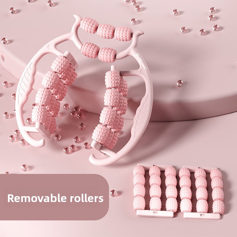 Pink 360-Degree Wrap Around Leg Roller Massager with 29 Acupressure Points for Muscle Recovery and Body Shaping Essential Tool for Local Home Workouts - Image 1
