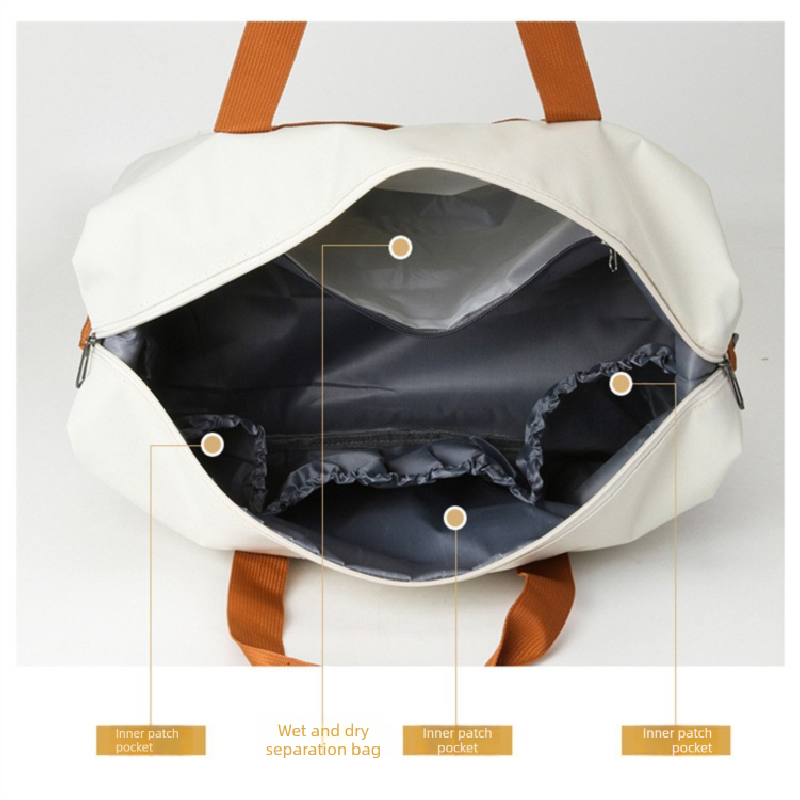 Beige Large Capacity Travel Duffel Bag for Women with Yoga Mat Holder and Shoe Compartment Water Resistant Weekend Bag Ideal for Local Gym and Travel Use - Image 2
