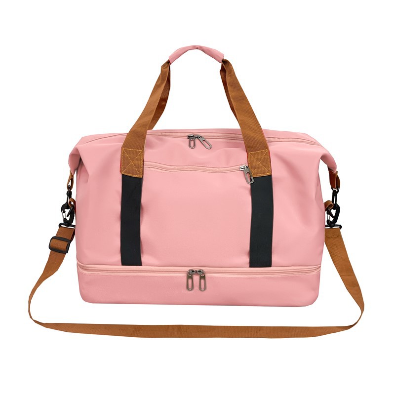 Pink Large Capacity Travel Duffel Bag for Women with Yoga Mat Holder and Shoe Compartment Water Resistant Weekend Bag Ideal for Local Gym and Travel Use - Image 1