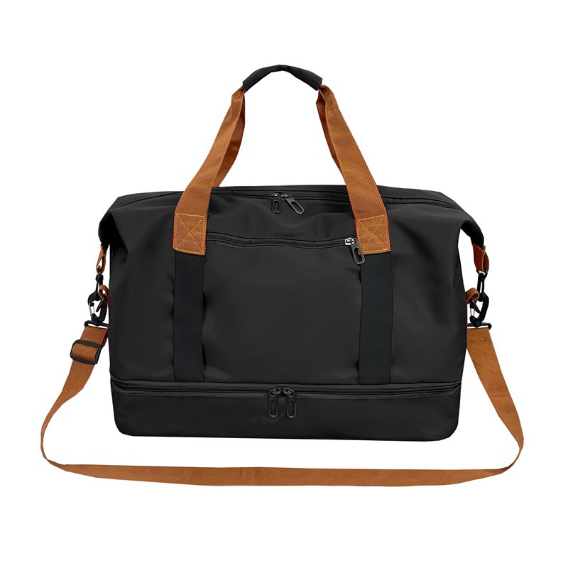 Black Large Capacity Travel Duffel Bag for Women with Yoga Mat Holder and Shoe Compartment Water Resistant Weekend Bag Ideal for Local Gym and Travel Use - Image 1