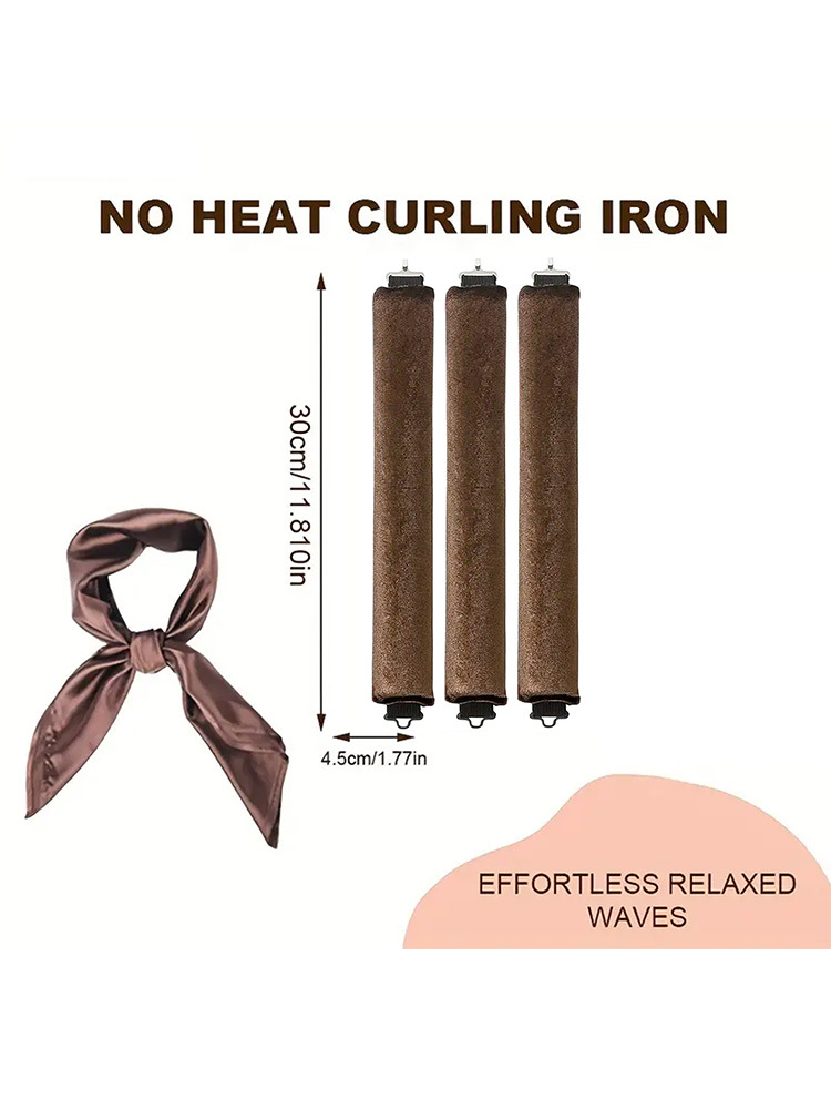 Black Heatless Hair Curler 2 Pack with Satin Scarf and Soft Sponge Rollers for Overnight Big Waves Damage-Free Styling Solution for Local Professionals - Image 2