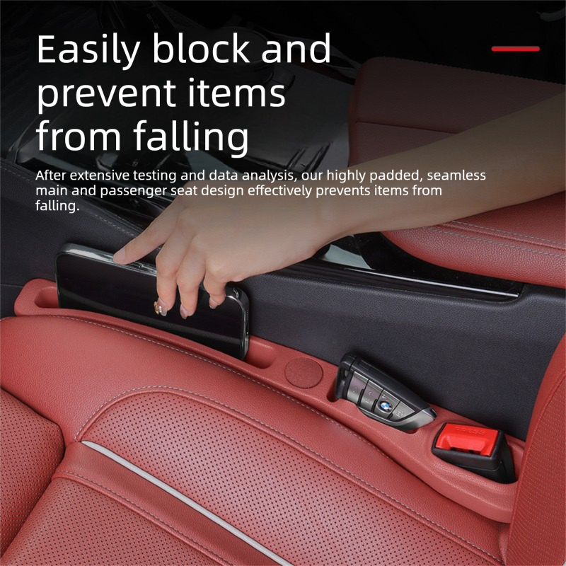 Red Car Seat Gap Filler Strip with Integrated Storage Slot Universal Interior Organizer for Mobile Phones and Keys Safety Solution for Local Drivers - Image 2