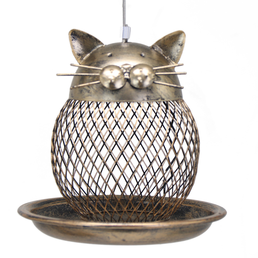 Coarse mesh style Whimsical Cat Shaped Metal Bird Feeder Hanging Mesh Wild Bird Seed Holder for Garden Courtyard Decorative Feeding Solution for Local Wildlife Lovers - Image 1