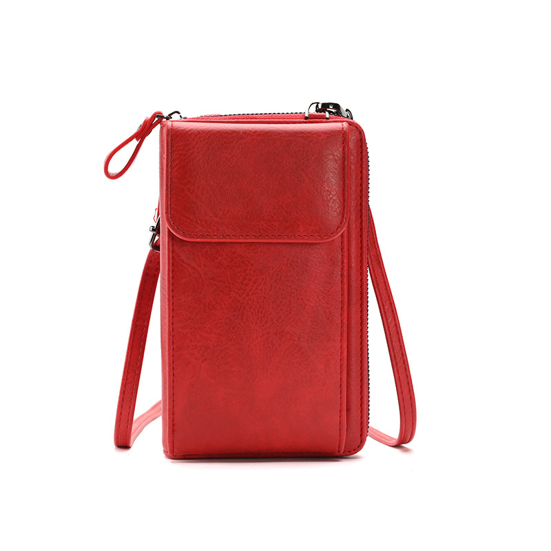 Red Women's PU Leather Crossbody Phone Bag with Adjustable Shoulder Strap and Large Capacity Wallet for Daily Travel Stylish and Organized Local Fashion Fit - Image 1