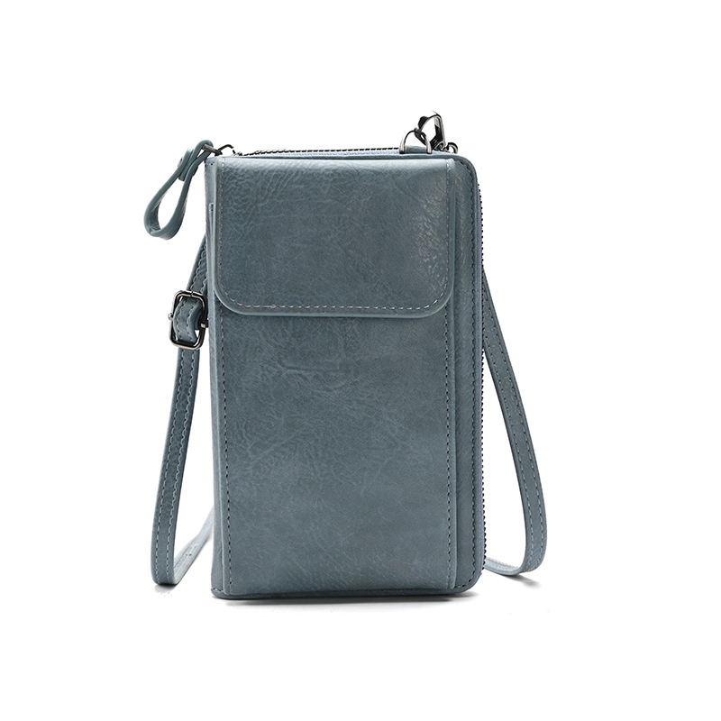 Blue Women's PU Leather Crossbody Phone Bag with Adjustable Shoulder Strap and Large Capacity Wallet for Daily Travel Stylish and Organized Local Fashion Fit - Image 1