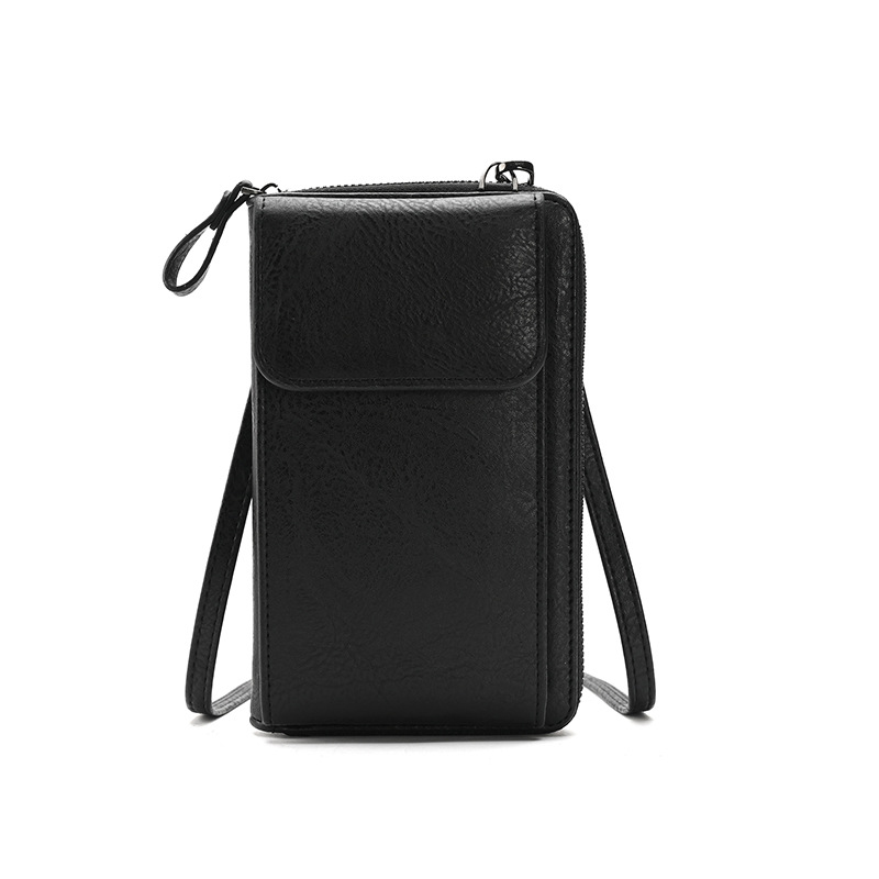Black Women's PU Leather Crossbody Phone Bag with Adjustable Shoulder Strap and Large Capacity Wallet for Daily Travel Stylish and Organized Local Fashion Fit - Image 1