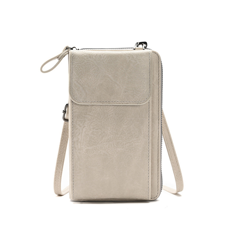 Light grey Women's PU Leather Crossbody Phone Bag with Adjustable Shoulder Strap and Large Capacity Wallet for Daily Travel Stylish and Organized Local Fashion Fit - Image 1