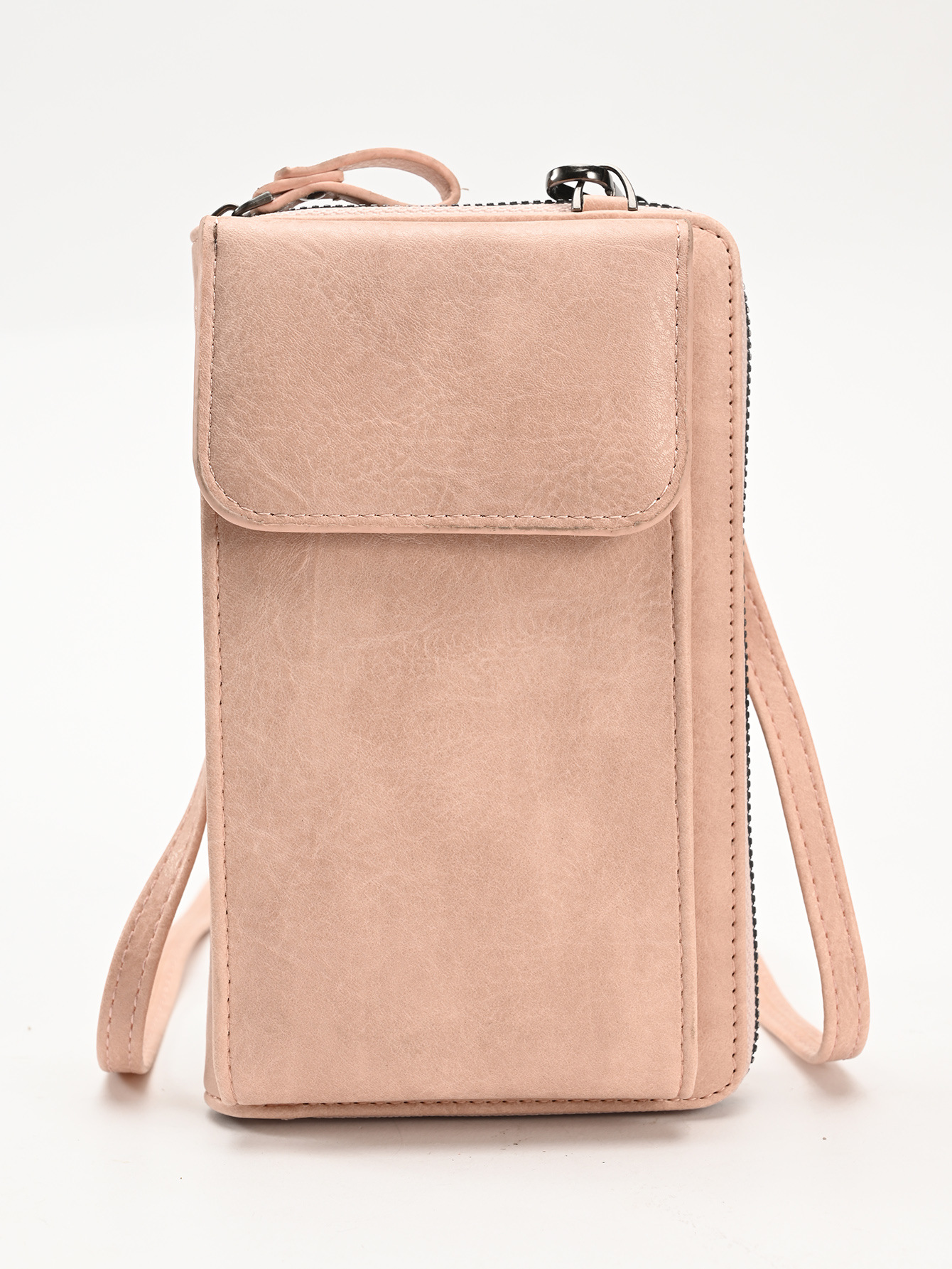 Pink Women's PU Leather Crossbody Phone Bag with Adjustable Shoulder Strap and Large Capacity Wallet for Daily Travel Stylish and Organized Local Fashion Fit - Image 1