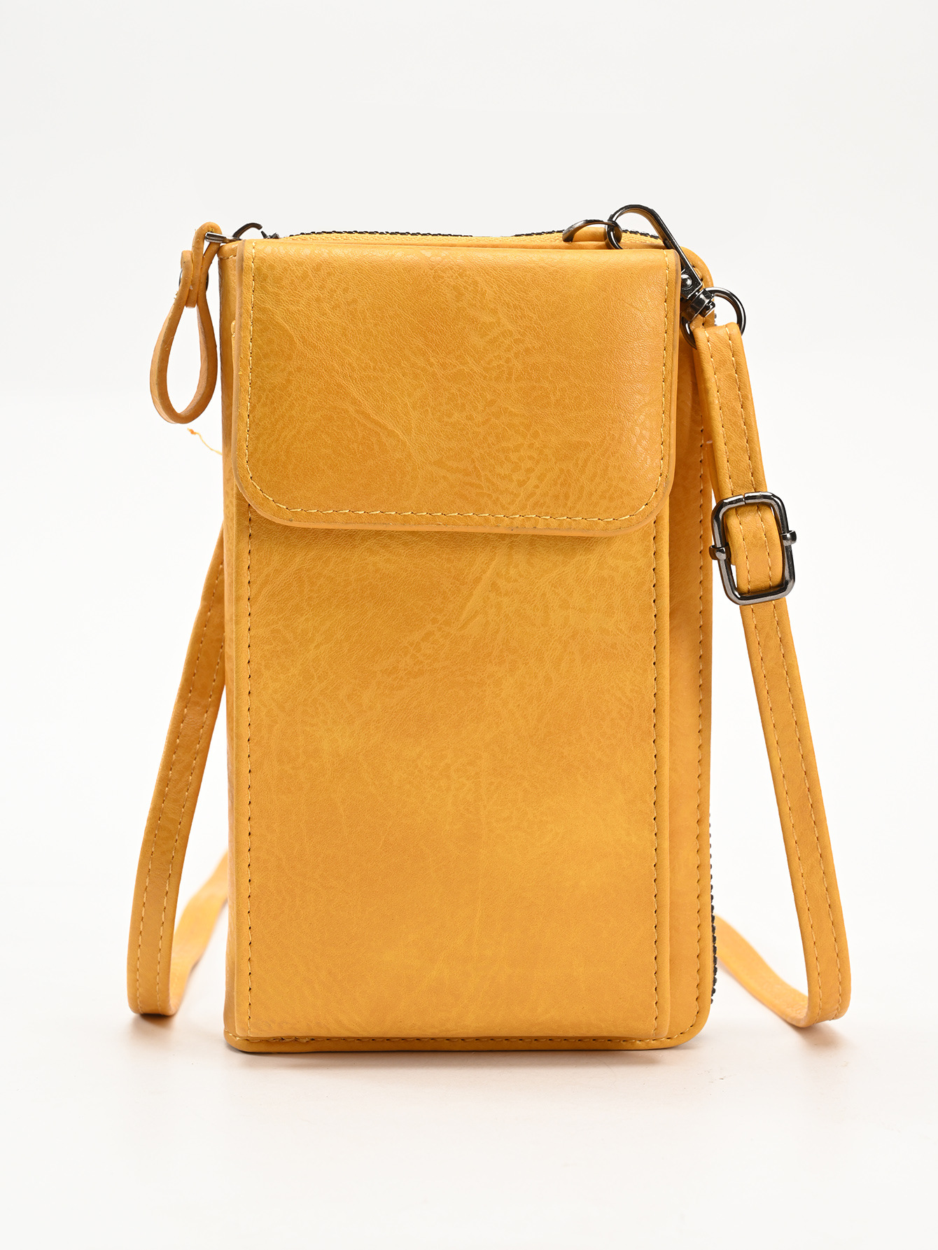 Yellow Women's PU Leather Crossbody Phone Bag with Adjustable Shoulder Strap and Large Capacity Wallet for Daily Travel Stylish and Organized Local Fashion Fit - Image 1
