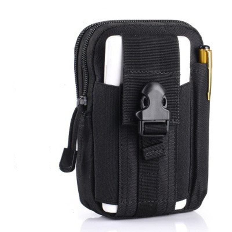 Black Tactical Molle Waist Bag Waterproof Phone Pouch for 6 inch Smartphones Compact Large Capacity Belt Loop Organizer for Local Outdoor Adventurers - Image 1