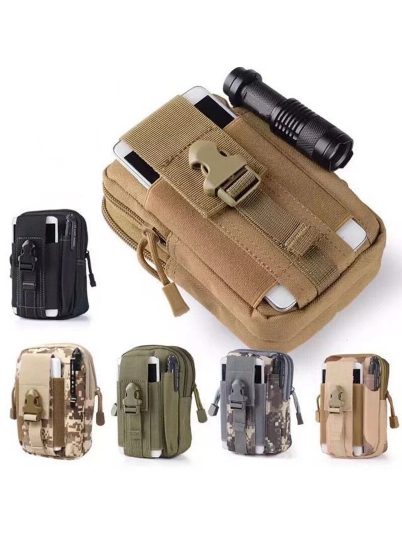 Army green Tactical Molle Waist Bag Waterproof Phone Pouch for 6 inch Smartphones Compact Large Capacity Belt Loop Organizer for Local Outdoor Adventurers - Image 2