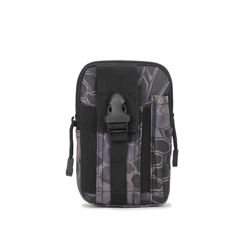 Black python pattern Tactical Molle Waist Bag Waterproof Phone Pouch for 6 inch Smartphones Compact Large Capacity Belt Loop Organizer for Local Outdoor Adventurers - Image 1