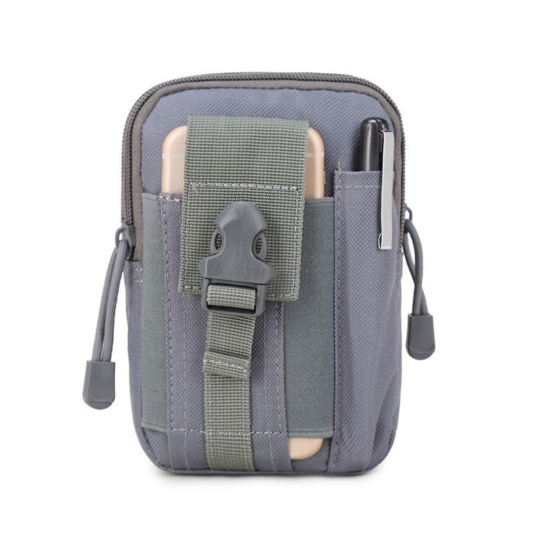 Grey Tactical Molle Waist Bag Waterproof Phone Pouch for 6 inch Smartphones Compact Large Capacity Belt Loop Organizer for Local Outdoor Adventurers - Image 1
