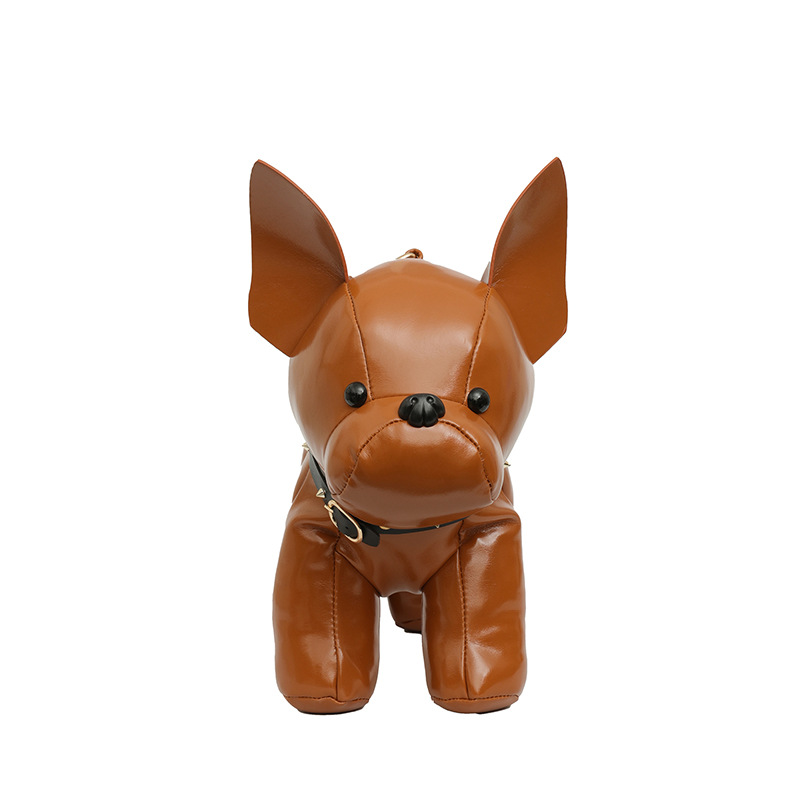 Brown French Bulldog Shaped Crossbody Bag PU Leather Animal Design for Daily Outings Fashionable and Lightweight Accessory for Local Trendy Women - Image 1